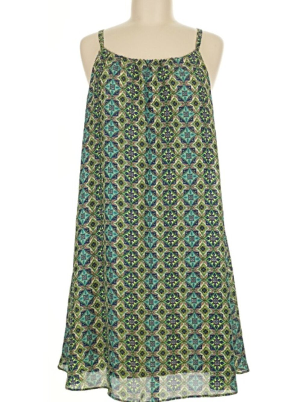 NYMPHE Boho Sleeveless Blue Green Print Casual Dress | Size M